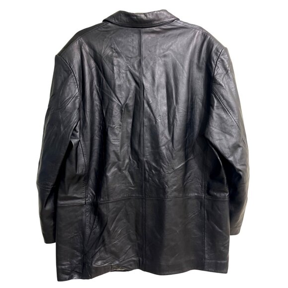 Massimo Moda Collezioni Genuine Leather Jacket Black Mens Size 44 - Picture 2 of 8
